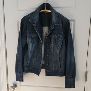 Eddie Bauer Dark Blue Trucker Denim Jacket Sz PS